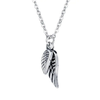 Men's Feather Necklace with Angel Wing Pendant