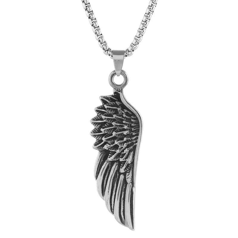 Hip Hop Style Men's Feather Pendant Necklace Set