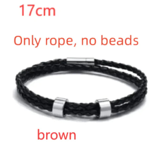 Men's Black Leather Rope Bracelet