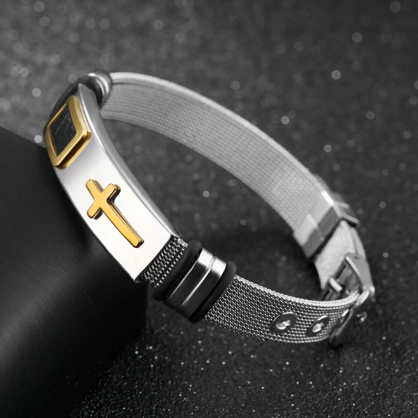 Titanium Steel Cross Bracelet for Men