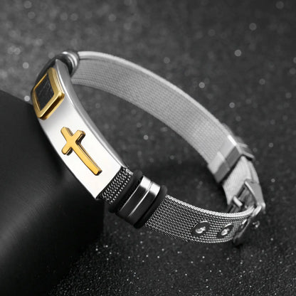 Titanium Steel Cross Bracelet for Men