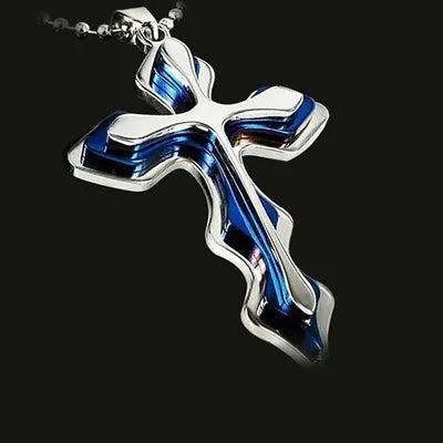 Stylish Men's Stainless Steel Layered Cross Necklace