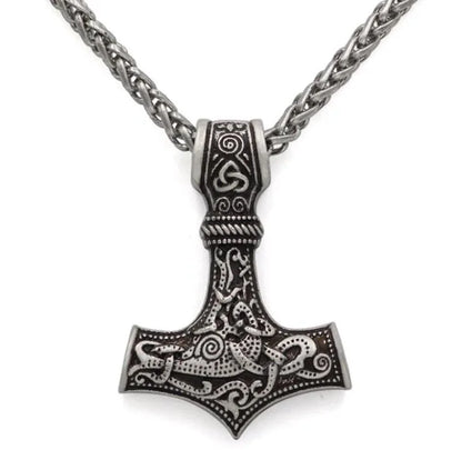 Thor's Necklace and Hammer Mythical Men's Jewelry