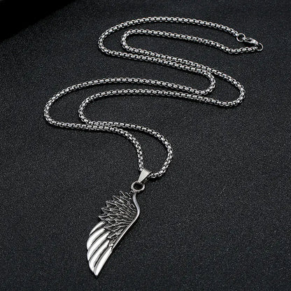 Hip Hop Style Men's Feather Pendant Necklace Set